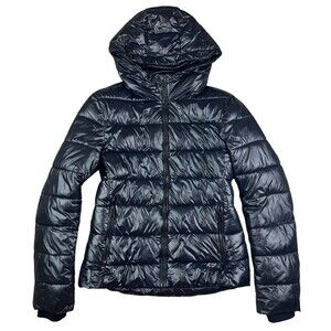 Zara Women's Black Hooded Zip Winter Coat Ski Jacket Size XS Puffer Jacket